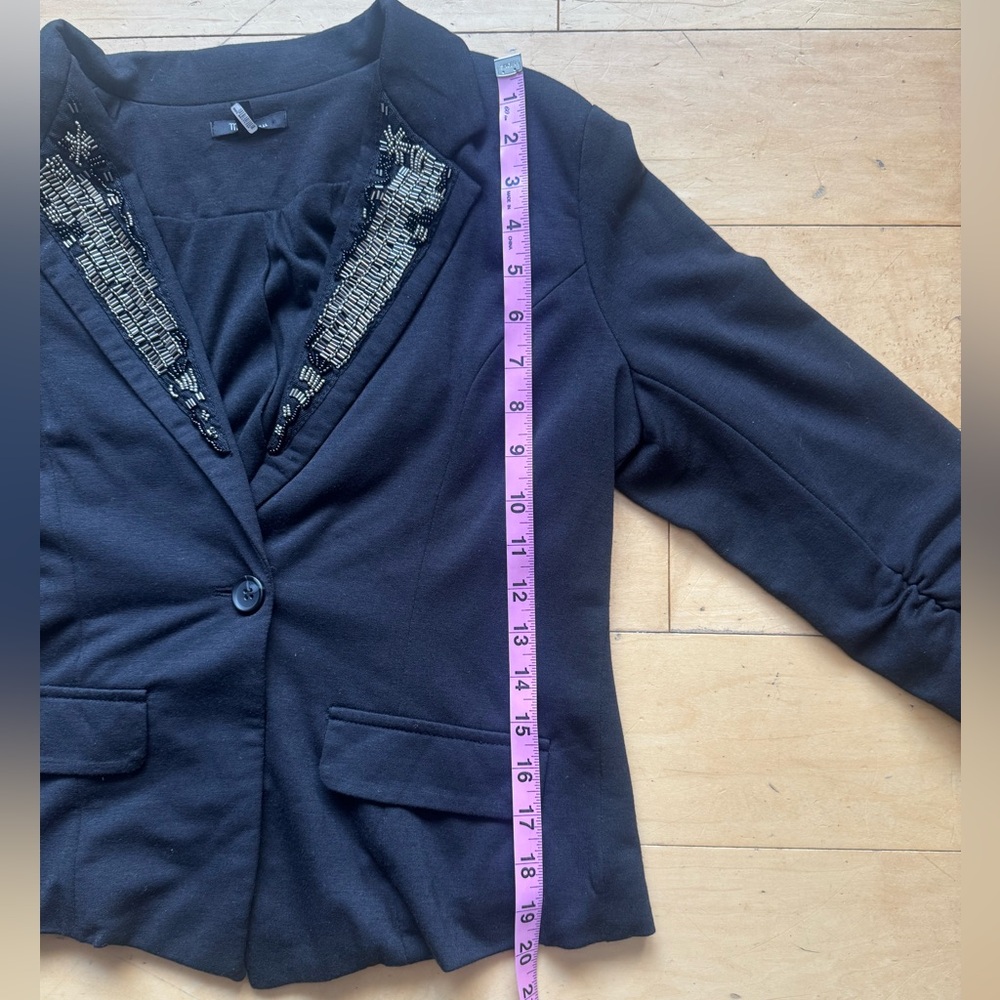 Monteau Women's Blazer Black Beaded Professional Work Office Suit Formal, Sz Med - Picture 7 of 9